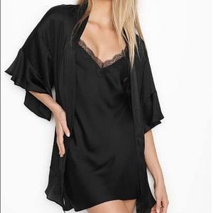 Victoria Secret Black Silk Robe